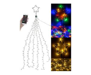 Lunartec Guirlande lumineuse effet cascade pour sapin de Noël, 240 LED, avec bluetooth & application
