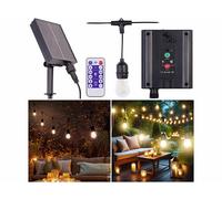 Lunartec Guirlande lumineuse solaire 500 lm avec 10 ampoules LED E27 remplaçables