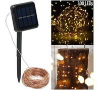 Lunartec Guirlande lumineuse solaire en fils de cuivre - 32 m - 300 LED blanc chaud