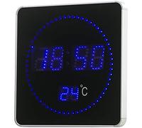 Lunartec Horloge murale radio-pilotée à LED bleues et affichage de la température