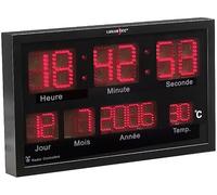 Lunartec Horloge murale radio-pilotée à LED rouges