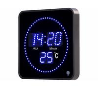 Lunartec Horloge radiopilotée 20 x20 cm avec thermomètre - LED bleues