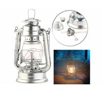 Lunartec Lampe-tempête rétro à pétrole 18,5 cm "Agneta" - aspect zinc
