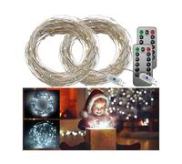 Lunartec Lot de 2 guirlandes LED USB 10 m avec télécommande - Lumière blanche naturelle