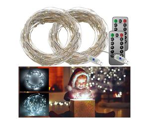 Lunartec Lot de 2 guirlandes LED USB 10 m avec télécommande - Lumière blanche naturelle