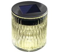 Lunartec Photophore solaire de jardin : photophore solaire LED en verre véritable avec un superbe motif lumineux, IP44 (lanterne d'ombre, lampe solaire, rétro)