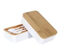 Lunch Box 2 Niveaux "Effet Bambou" 18cm Blanc Blanc G