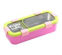Lunch Box Acier Inoxydable 600ml Micro-ondes Safe(Pink) | Acier 304 alimentaire, joint silicone hermétique, 2 compartiments fixes, fuite, pour idéal transport