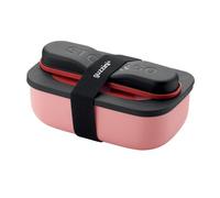 Lunch Box Blanche Rose Avec Compartiment Et Set De 3 Couverts En Inox