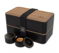 Lunch Box Boîte repas Bento encastrable 2 étages Couvercle Noyer Umami 1.5 L Noir