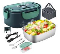 Lunch Box Chauffante Électrique 12V/24V/110V/220V, 1.5L 60W Acier Inox Gamelle, Boîte Repas Amovible, Avec Sac Isotherme