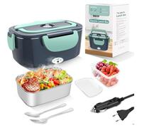 Lunch Box Chauffante Électrique 12V/24V/220V, 1.5L 60W Acier Inox Chauffage Rapide Gamelle pour Voiture Camion Bureau Travail