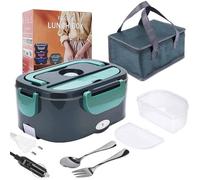 Lunch Box Chauffante Électrique pour Voiture Camion Bureau Travail 220V+12V, Acier Inoxydable 1.5L 40W, Boîte Isotherme Repas Chaud