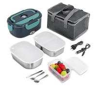 Lunch Box Chauffante Gamelle 80W 1.5L Boite Repas Allume Cigare Electrique 12V/24V/220V Camion Tuperwear Réchauffe Plat Chauffe Voiture Bento Rapide Heat Thermos qui Garde Chaud Heatbox Micro Onde