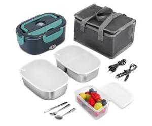 Lunch Box Chauffante Gamelle 80W 1.5L Boite Repas Allume Cigare Electrique 12V/24V/220V Camion Tuperwear Réchauffe Plat Chauffe Voiture Bento Rapide Heat Thermos qui Garde Chaud Heatbox Micro Onde