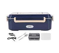Lunch Box électrique, 2 en 1 Portable 1,5 L Amovible en Acier Inoxydable Chauffant avec Fourchette, Cuillère, Sac de Transport, 2 Grilles Chauffe-Aliments pour Voiture Camion Maison Travail(#1)