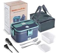 Lunch Box Gamelle Chauffante Électrique pour Voiture Camion Bureau Travail 220V+12V+24V, Chauffe en Quelques Minutes, 1.8L 60W