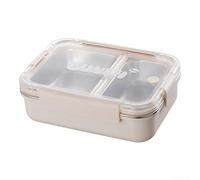Lunch Box Isotherme 700ml Pour Travail Et École(White A) | Acier 304 alimentaire, 3 compartiments séparés, joint silicone étanche, verrouillage 4 faces, 700ml