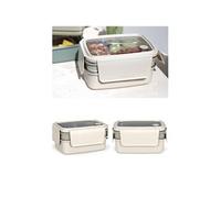 Lunch box isotherme - - Double étage - 600 ml et 400 ml - Acier inoxydable - Hermétique