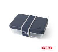 monbento x Pyrex Lunch Box en Verre Fabriquée en France, Bento Hermétique - MB Pure - 600 ml, Boîte Repas Micro-Ondable Avec Séparateur, Compatible Four et Lave-Vaisselle - Bleu