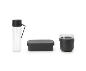 Lunchbox, bocal à repas et bouteille d'eau en set MAKE & TAKE gris foncé, Brabantia