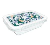 PYREX Cook & Go - LunchBox Rectangulaires Couvercle hermétique coloré - 0,8L - Verre Borosilicate - Compatible four, micro-ondes et lave-vaisselle - Made in France (Floral)