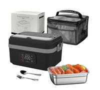 Lunchbox Gamelle Chauffante Électrique 1L Portable Rechargeable 60W Chauffage Rapide Température Réglable LED 304 Inox Avec Sac