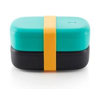 Lunchbox TO GO 2 x 500 ml, double, turquoise/noir, Lékué