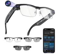 Lunette Camera, Lunettes Intelligentes AI avec Caméra HD 8MP et Vidéo 1200P avec Enregistrement Vidéo, Lecture de Musique, Double Microphone, Traduction Simultanée/Identification d'objet GPT