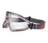 3M 2891S-SGAF Lunettes-masque, sans fente d'aération (étanche aux gaz), articulations réglables, revêtement anti-buée x10 morceau