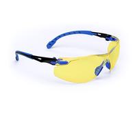 Lunettes de protection 3M Solus 1000, monture bleue/noire, traitement anti-buée/anti-rayures Scotchgard (K&N), écran jaune, S1103SGAF-EU x20 morceau