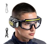 Lunettes de sécurité éclairées Modes réglables Lampe de travail de sécurité | Lunettes de lampe torche rechargeable USB avec détecteur de mouvement et contrôle tactile, pour activités de plein air