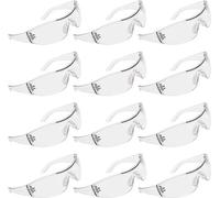 Lunettes de sécurité - Lot de 12 avec verres transparents et plaquettes nasales en caoutchouc - Verres résistants aux chocs - Lunettes de sécurité EPI