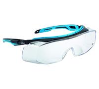 Lunettes de sécurité Tryon OTG, transparentes, noires/bleues, conçues pour être portées par-dessus une autre paire de lunettes