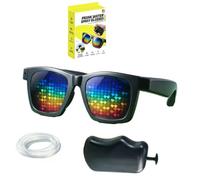 Lunettes de soleil Gag avec action de remplissage et de, A | Monture carrée noire et verres bloc multicolores, action d ' eau avec réservoir et tuyau, blagues de fête et