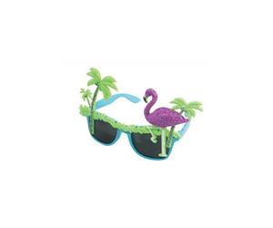 Lunettes Paillettées Flamant Rose Et Palmier - Multicolore