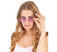 Lunettes rondes roses de hippie adulte - Rose