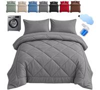 Lunex Couette 2 en 1, Couette Easy Sleep 2 en 1, Kein Separater Bezug Nötig avec 2 Taies d’Oreiller pour Toutes les Saisons, Lavable en Machine, Weiche, Atmungsaktive Mikrofaser (Gris,230x230cm)