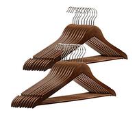 Luniquz Lot de 20 Cintres en Bois Massif avec Rainures Cintres Vintage à Barre Rotation à 360° pour Robe Chemise Soutien-Gorge Pantalon Manteau