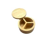 LuoAXINN Bocaux de sel en bois Récipient à condiments multifonctionnel 3 compartiments, boîte épices en bois, couvercle pivotant, Pots de cuisine ronds(3 Grid)