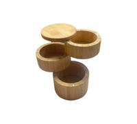 LuoAXINN Bocaux de sel en bois Récipient à condiments multifonctionnel, couvercle pivotant, boîte épices en bois 3 compartiments, réservoir d'assaisonnement rond(3 Layers)