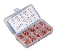 Luocute 200 Pièces Joint de Bouchon de Vidange Cuivre Rouge 9 Types | Jeu de rondelles d\'étanchéité en cuivre traité thermiquement pour bouchon de carter d\', système hydraulique, conduite