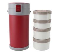 Luocute 304 Stainless Steel Stackable Insulated Lunch Box (rouge) | Thermos alimentaire sous vide, récipients Bento à 4 niveaux, joint étanche, pot à large ouverture, sangle de transport