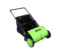 Luocute Balayeuse à Gazon Poussée avec Hauteur de Brosse Réglable | Sac de Trémie de 53cm de Largeur 100L pour Collecteur de Feuilles de Cour, Brosses épaisses sur Roues pour Jardin,