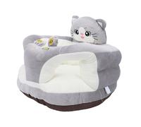 Luocute Chaise de Soutien pour bébé, Dessin animé en Peluche Douce, canapé D'apprentissage à S'asseoir avec Dossier pour bébé de 3 à 24 Mois pour la Maison et le Salon (chat gris)