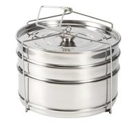 Luocute Ensemble de Marmites à Vapeur, Empilables à 3 Niveaux | en Acier Inoxydable Qualité Alimentaire, Convient aux Cuisinières de 18,5 X 7,5 Pouces, Passe au Lave-vaisselle, Cuit à la