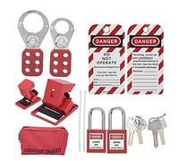 Luocute Kit de Verrouillage et D'étiquetage, Kit de sécurité avec Cadenas en Acier de 38 Mm, Moraillons de 25 Mm et 38, Verrous de Disjoncteur de 18 et 42, étiquettes