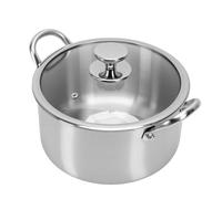 Luocute Marmite en Acier Inoxydable avec Couvercle Visible, 24 Cm | Base à Trois Couches avec Noyau en Aluminium, Compatible Induction Gaz et électrique, Couvercle en Verre Transparent Qui
