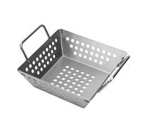 Luocute Panier de Grillage en Acier Inoxydable avec Poignées Latérales | Grande capacité 23x18,2x9,5 Cm pour Saveur Fumée, Compatible avec Grills à Gaz et à Charbon, Facile à Laver pour Barbecue à