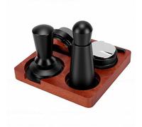 Luocute Station de Tassage de café avec Tasseur de 51 Mm, Mécanisme à | Outils en Acier Inoxydable 304, Entonnoir de Dosage sans Déversement, Tasseur à Profondeur Réglable, Base en Bois de